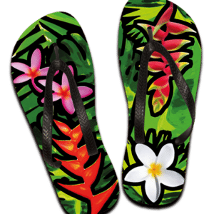 Floral tropical design flip flops