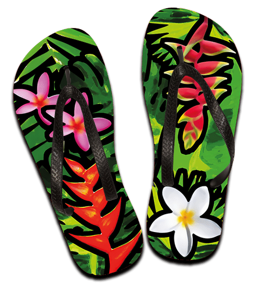 Floral tropical design flip flops
