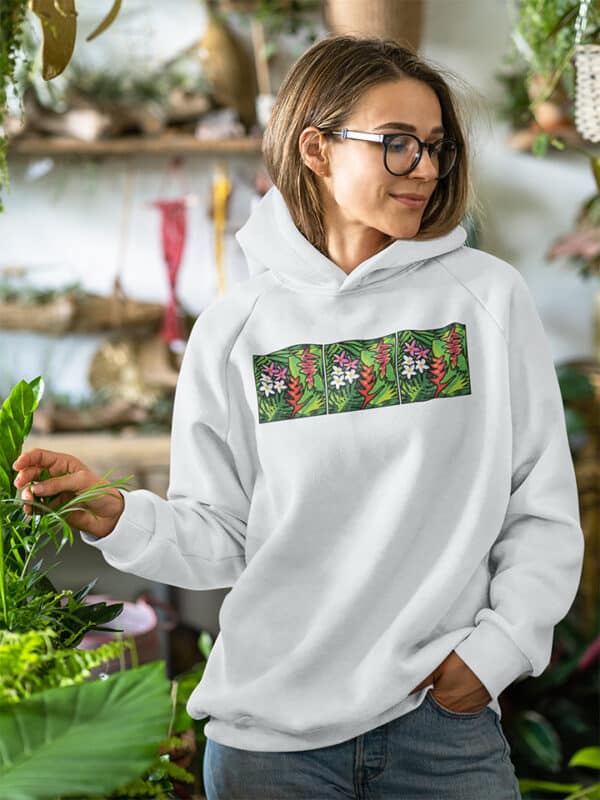 Bora Bora tropical, floral unisex hoodie girl white hoodie