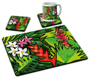 Bora Bora placemats and drink cork coasters