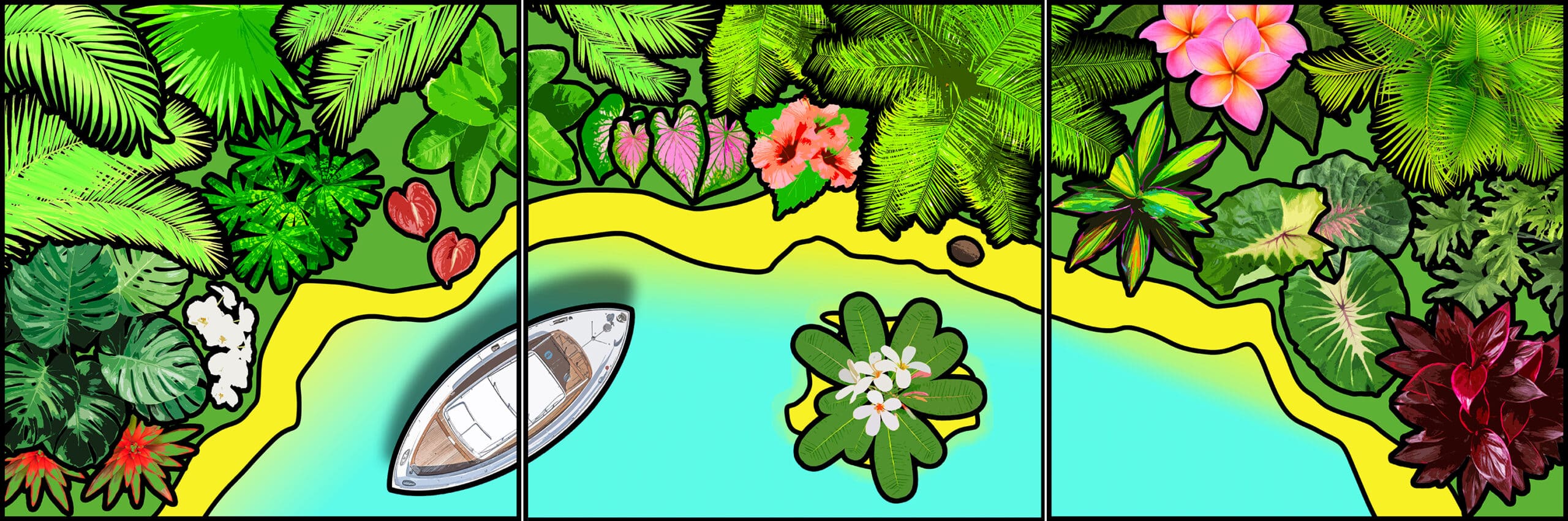 Tropical, exotic, floral, botanical print design - Fiji