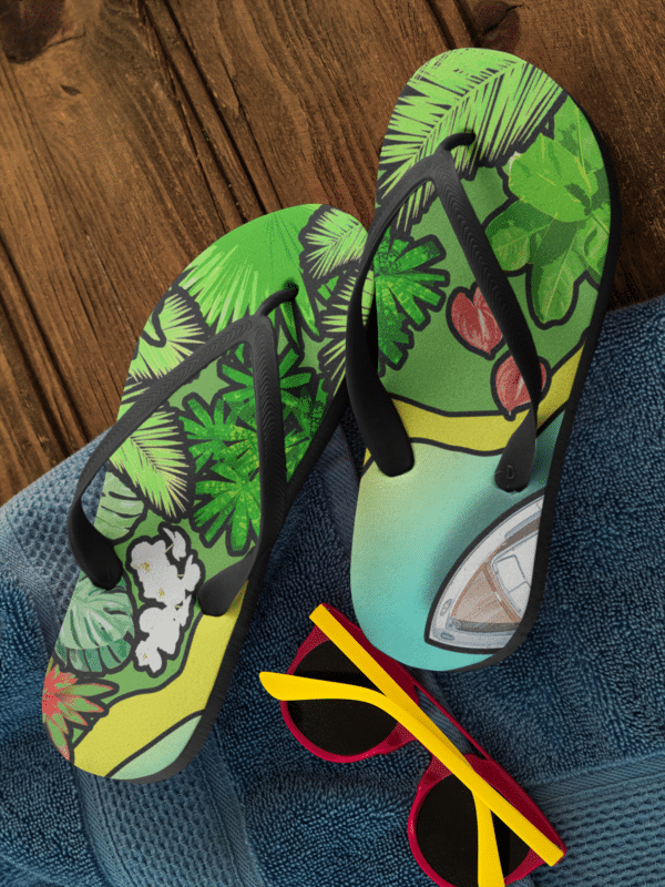 Fiji Flip Flops Tropical Print Exotic Floral Design Plant Lovers Gardeners Gift