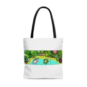 Fiji tote bag with floral tropical exotic print design for plants lovers. Gift for gardeners.