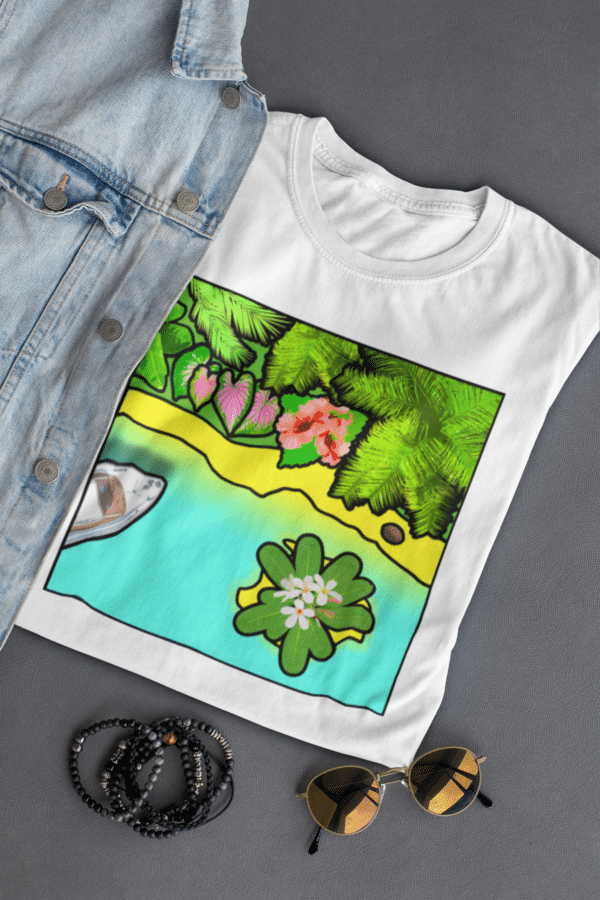 Fiji unisex t-shirt for plant lovers, tropical plants design. Gardening gift. Botanical print. Exotic flowers and plants shirt. Gardener tee.