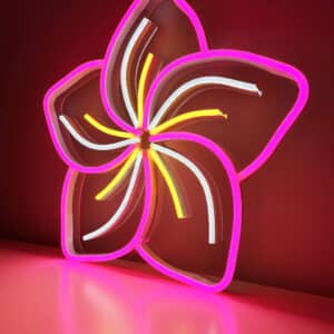 Plumeria (Frangipani) floral neon LED lights sign wall art decoration 'Mardi Gras'