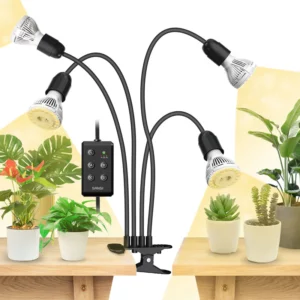 40W Adjustable 4-Head Clip-on LED Grow Light with timer